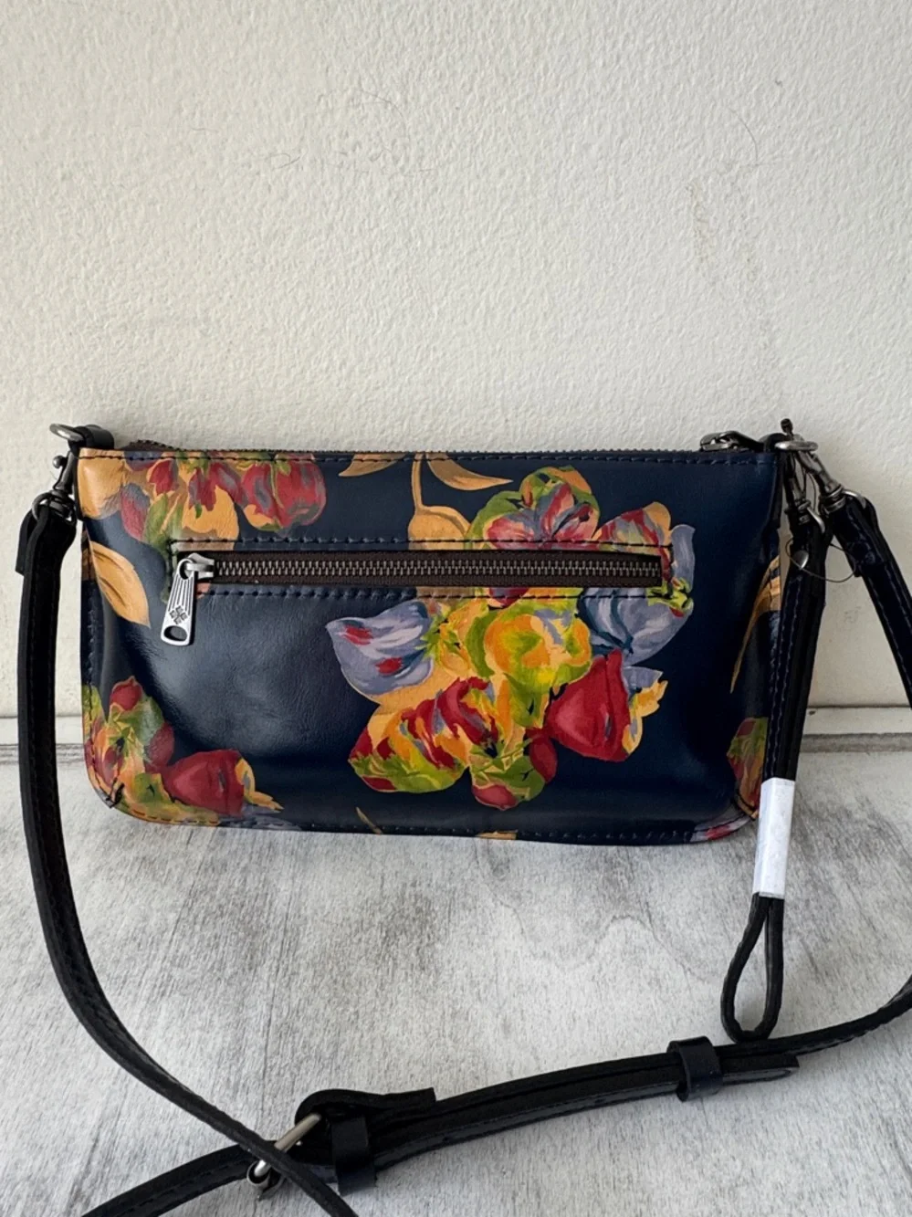 Patricia Nash Laurina Leather Floral Le Fleur Blue Wristlet Crossbody Clutch Bag